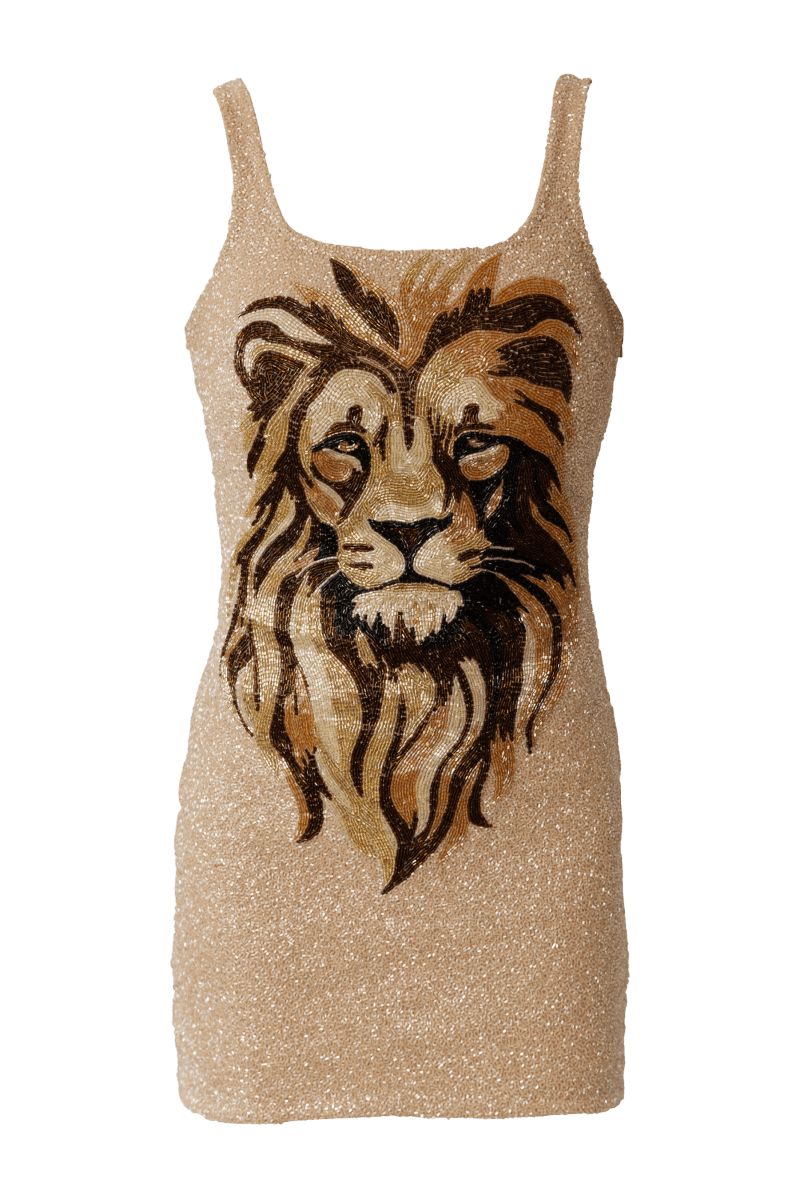 Majesty Hand - Beaded Embellished Mini Dress - Self - Adore