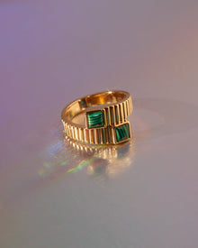 Malachite Wrap Ring | Plated Gold