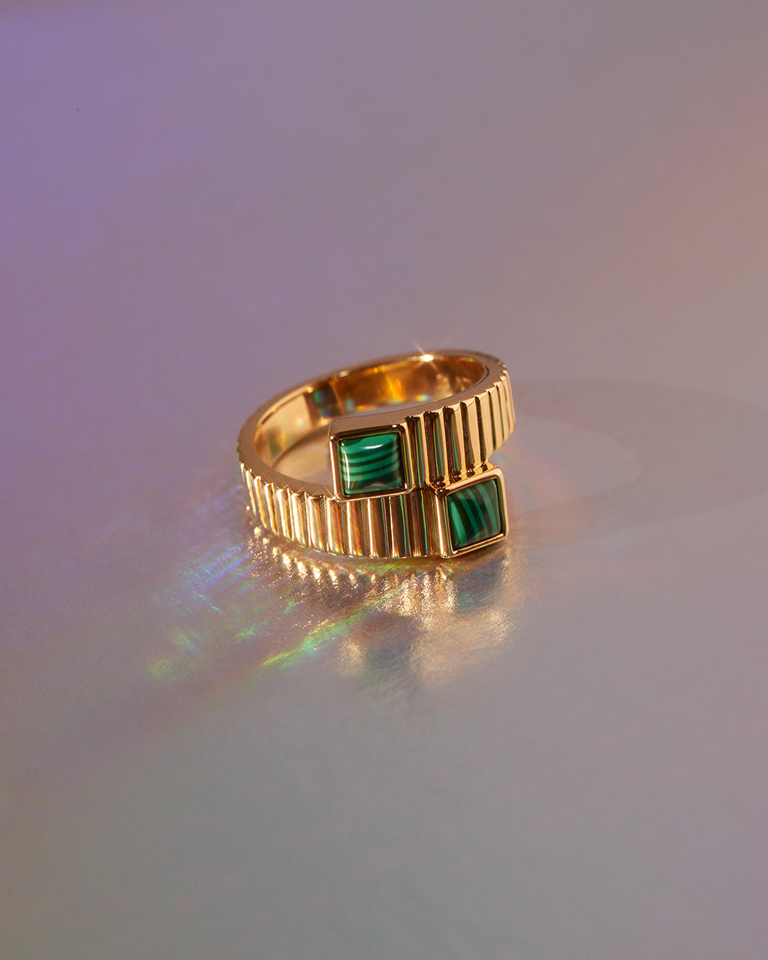 Malachite Wrap Ring | Plated Gold