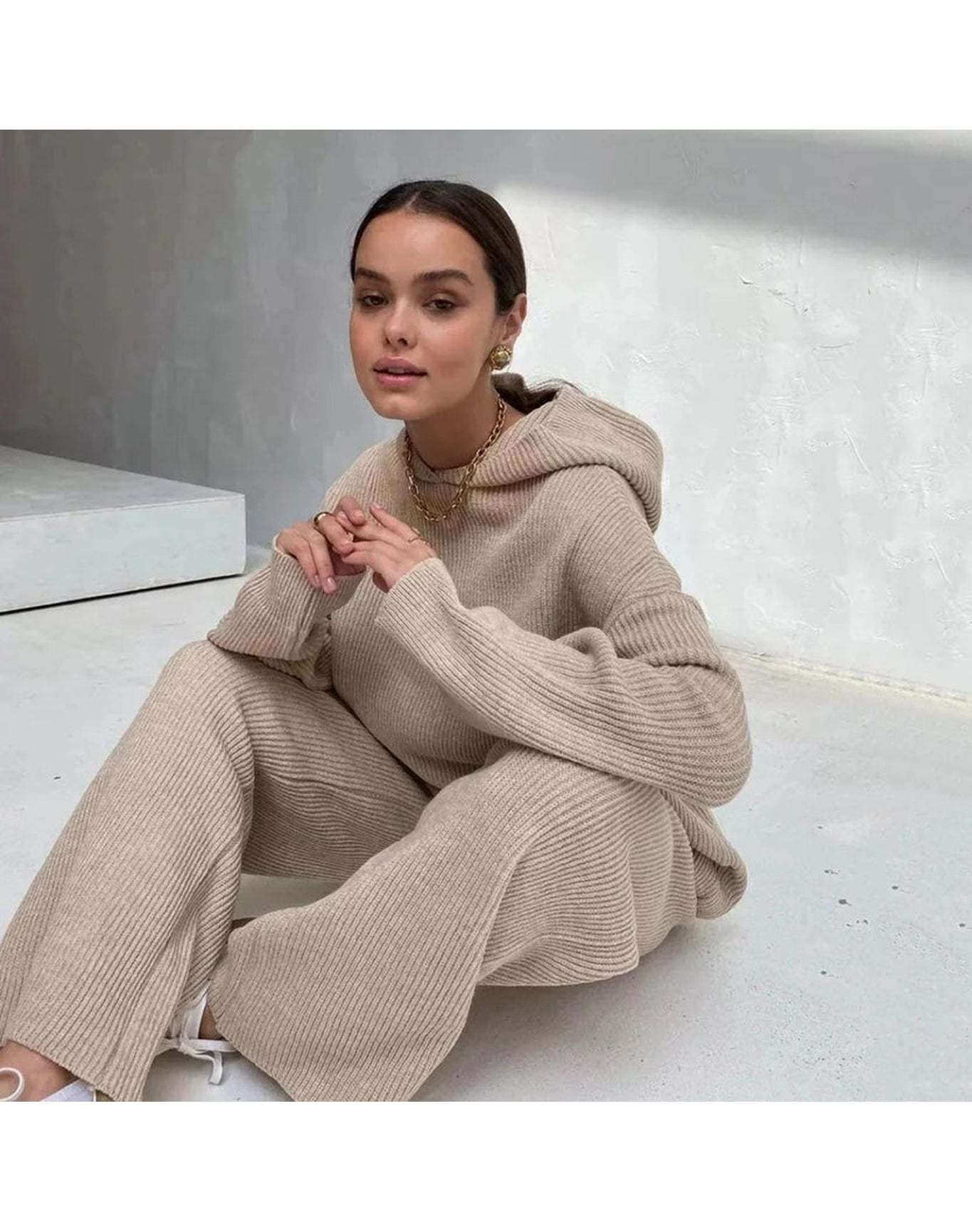 Malibu Apricot Hoodie Set | Beige