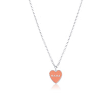 Women | Mama Enamel Heart Pendant – Melon Enamel | 14k White Gold