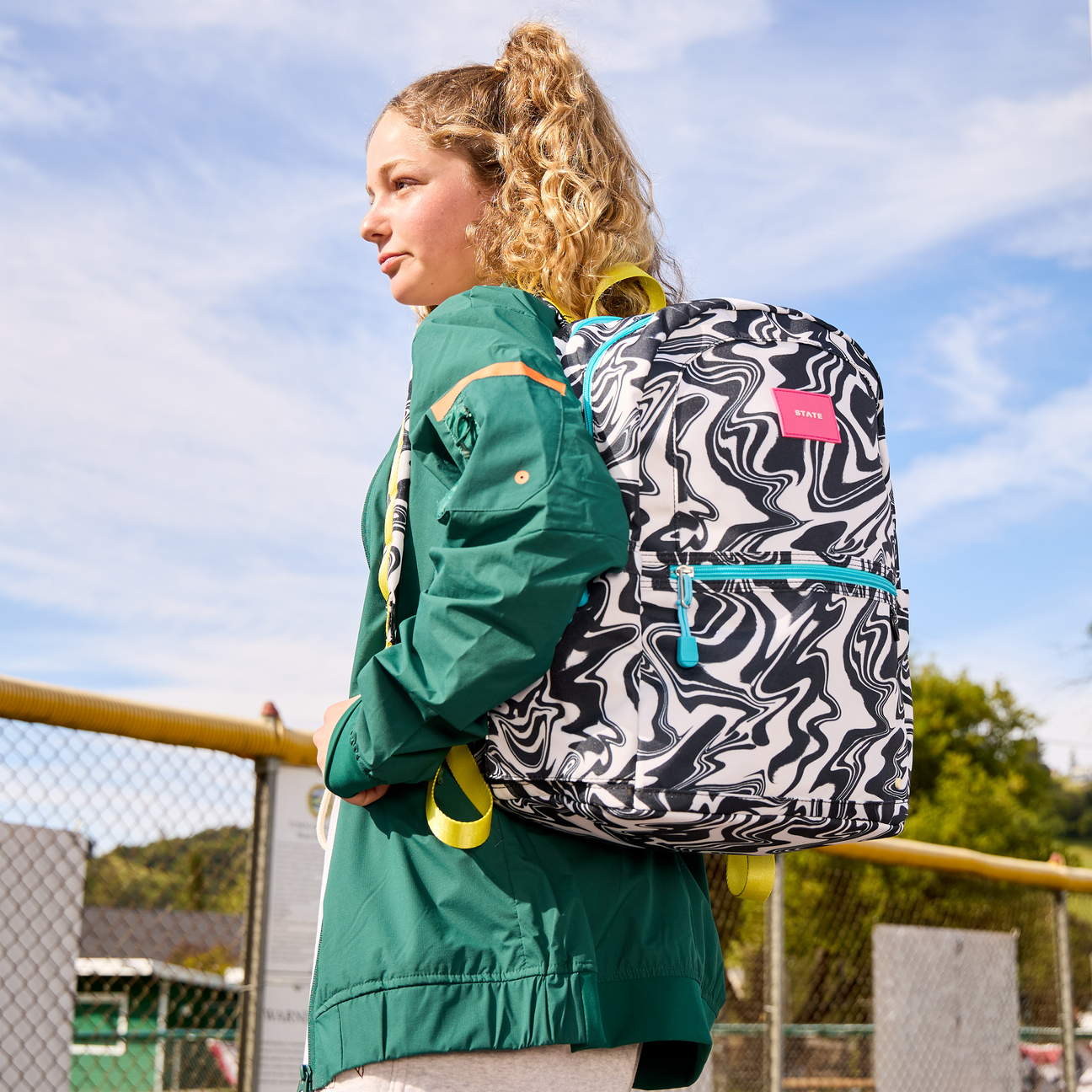 Kane Double Pocket Large Backpack | Marbled - Kids