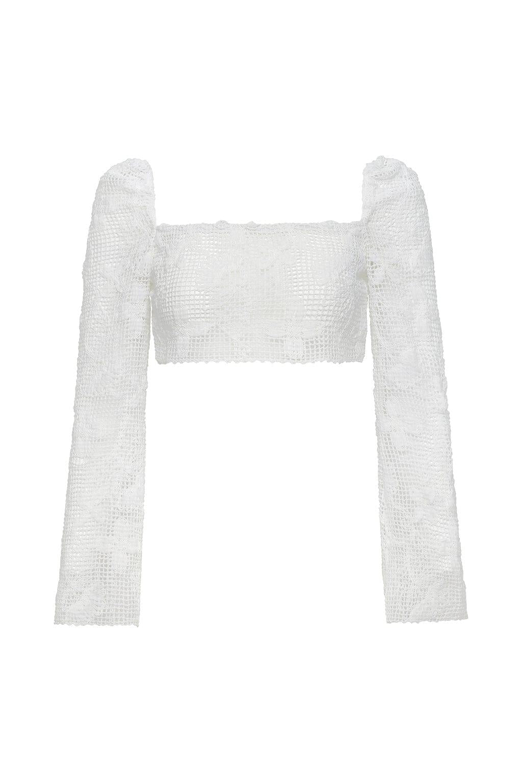 Long Sleeve Crop Top | Margarita Floral Lace