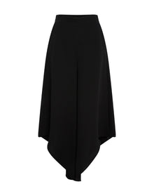 Margot Silk Asymmetrical Palazzo Pant | Black