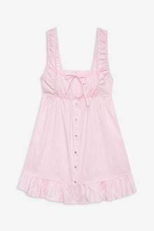 Marilyn Poplin Mini Dress in Pink Stripe