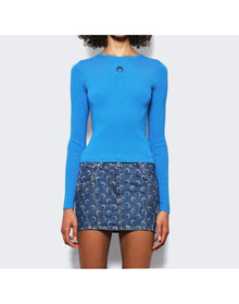 Marine Serre | Women | Open Back Pullover Top | Azur
