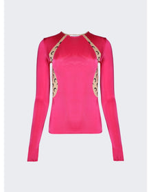 Marine Serre | Women | Regenerated Long Sleeve Top | Fuchsia