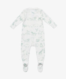 Kids Unisex | Marley Zip Pajama | Green/White