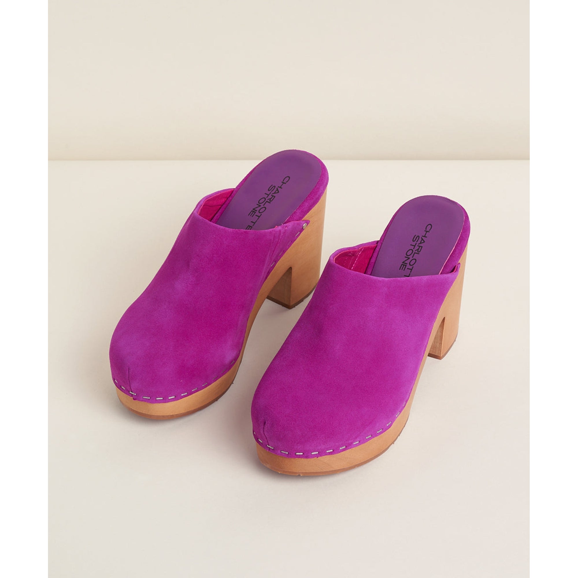 Marlo Low Heel Wooden Clog | Azalea Suede