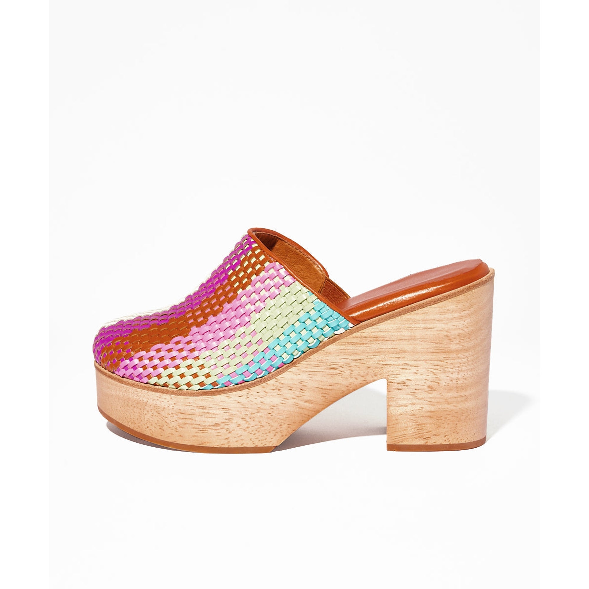 Marlo Low Heel Wooden Clog | Carnival Check