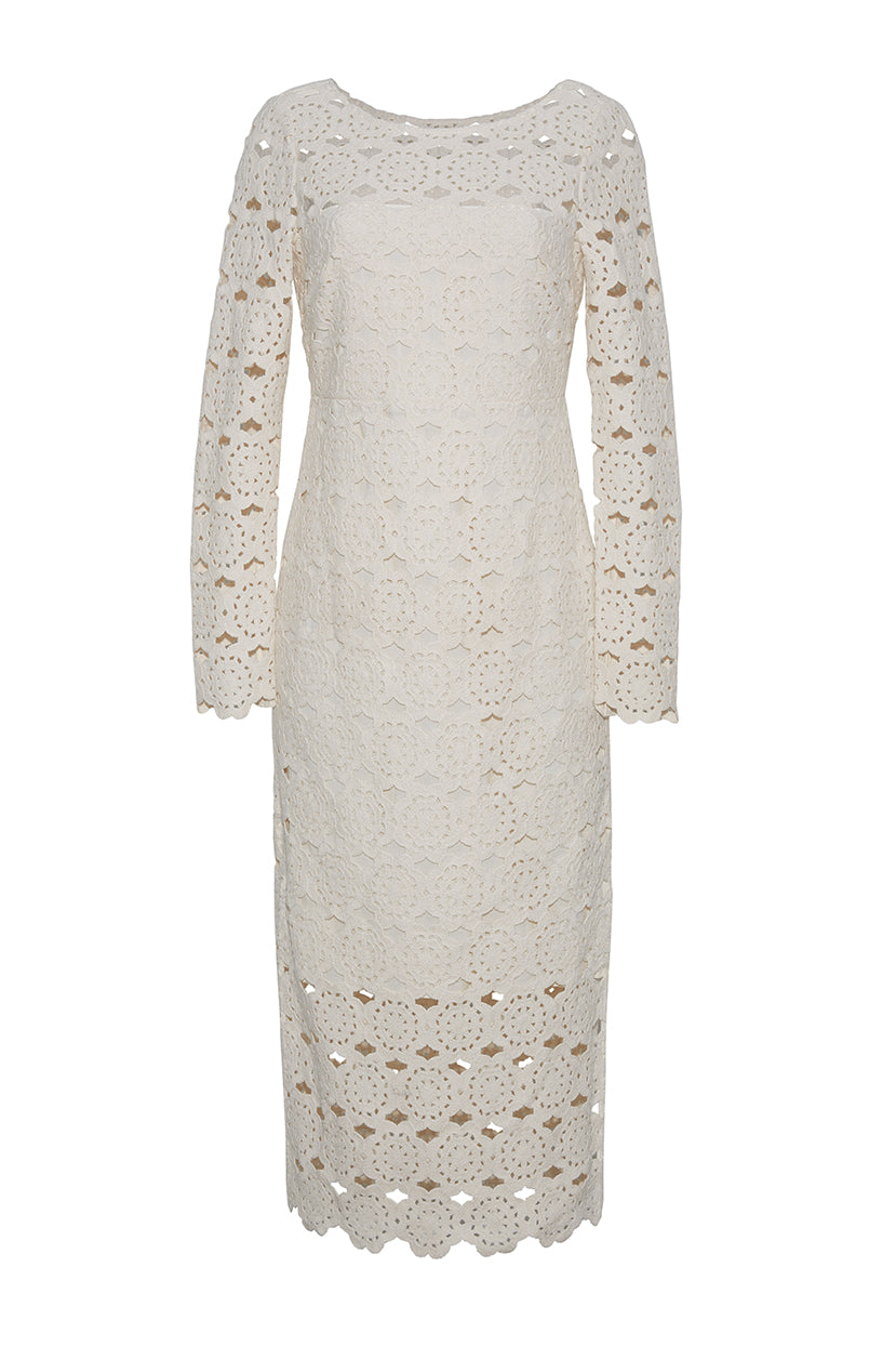 Marsielle Dress | Floral Natural Crochet