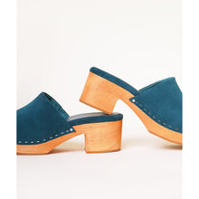 Martino Low Heel Wooden Clog | Dark Teal