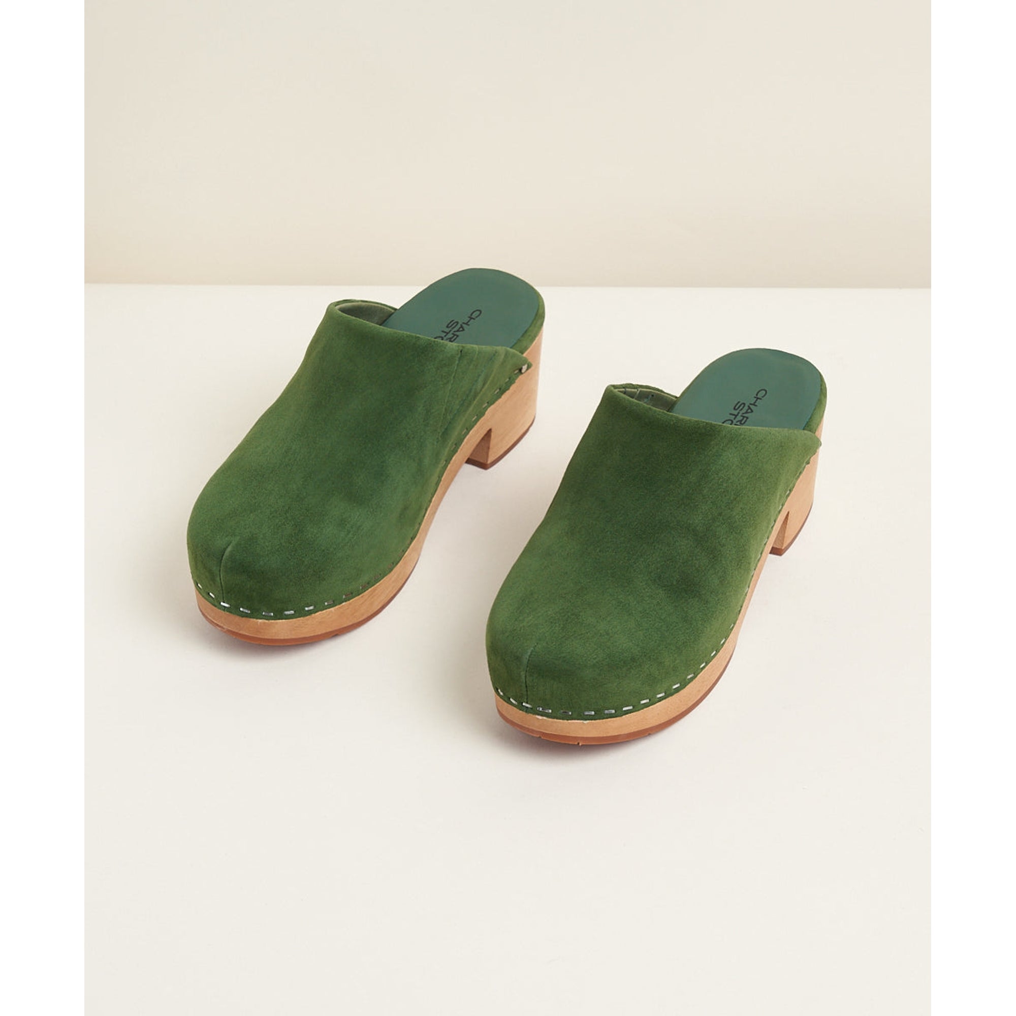 Martino Low Heel Wooden Clog | Moss