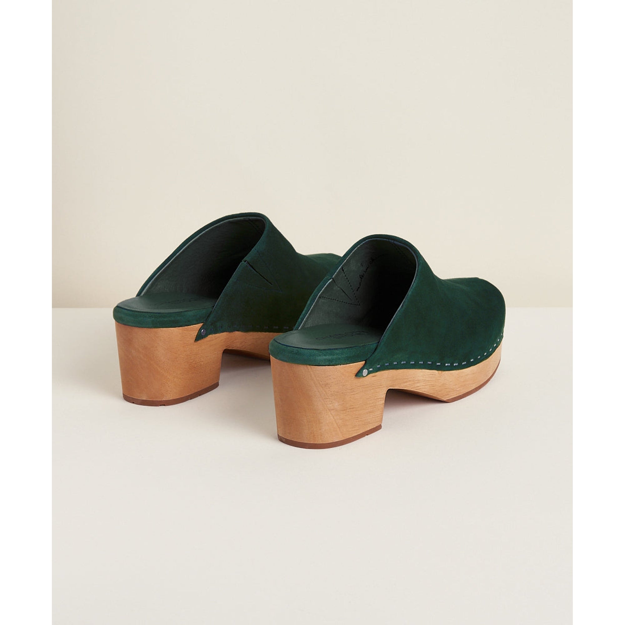 Martino Low Heel Wooden Clog Mule | Emerald