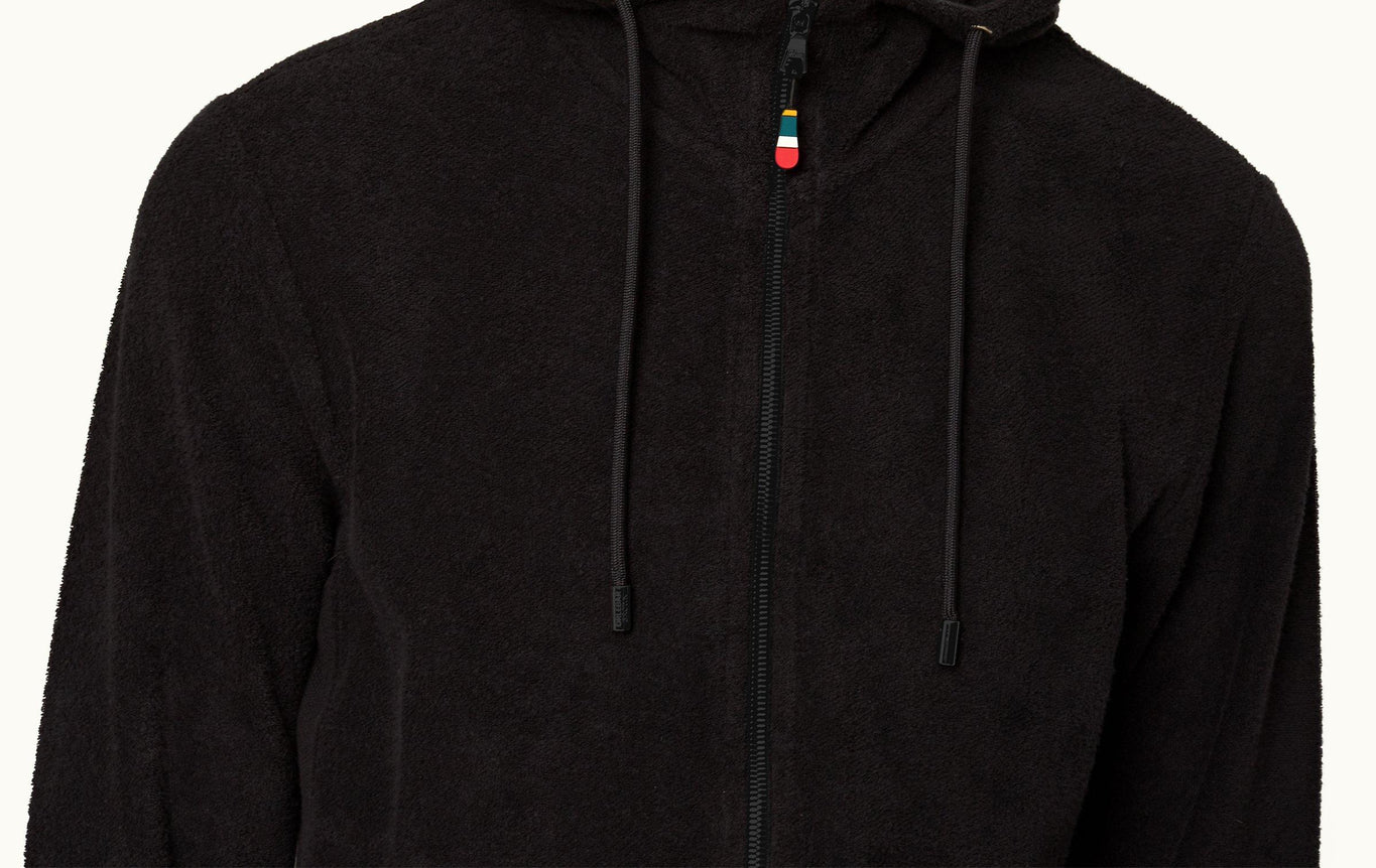 Mathers Classic Fit Mixed Texture Hooded Sweatshirt | Black