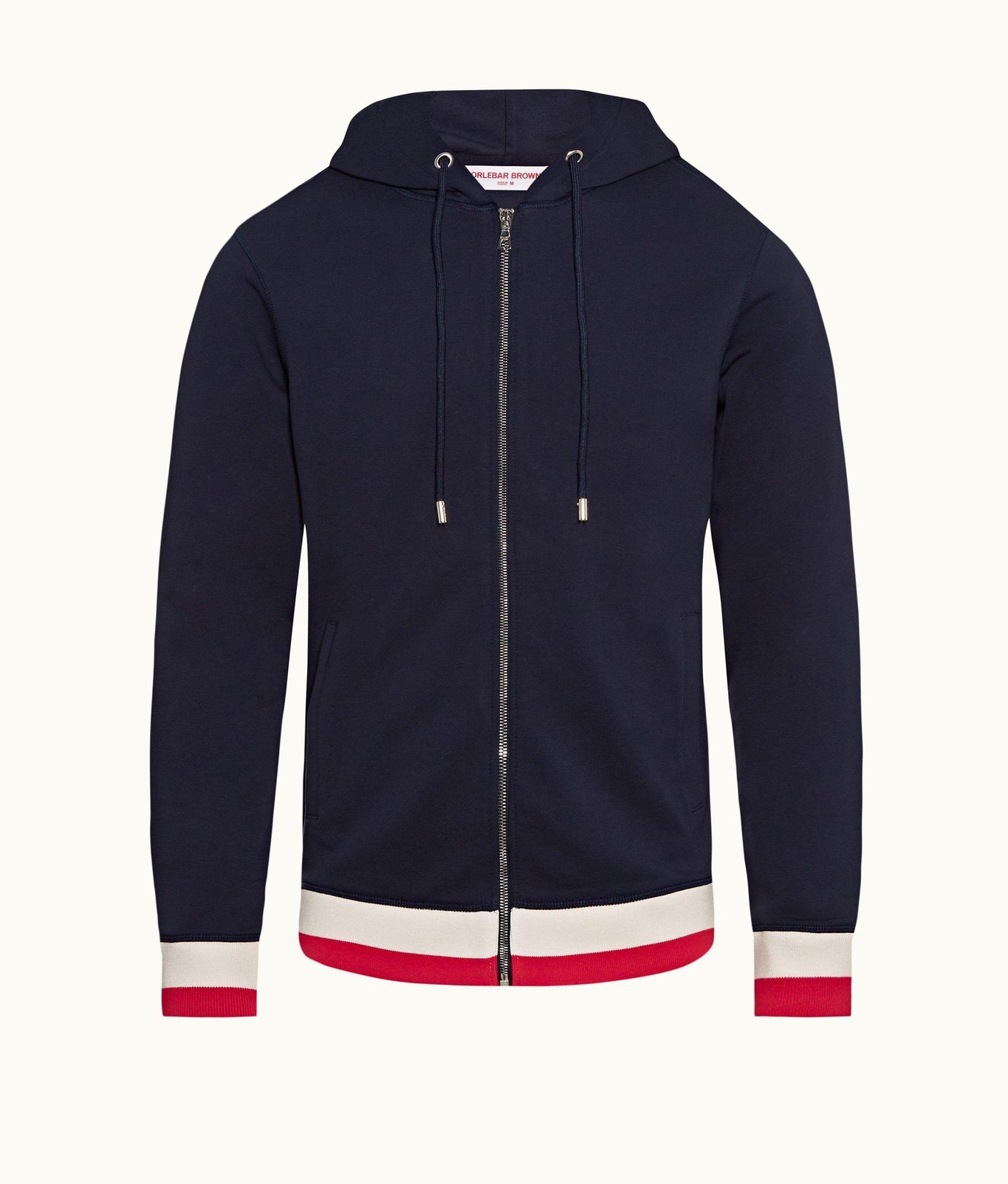 Mathers Stripe Zip-Thru Compact Cotton Sweatshirt | Navy