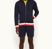 Mathers Stripe Zip-Thru Compact Cotton Sweatshirt | Navy