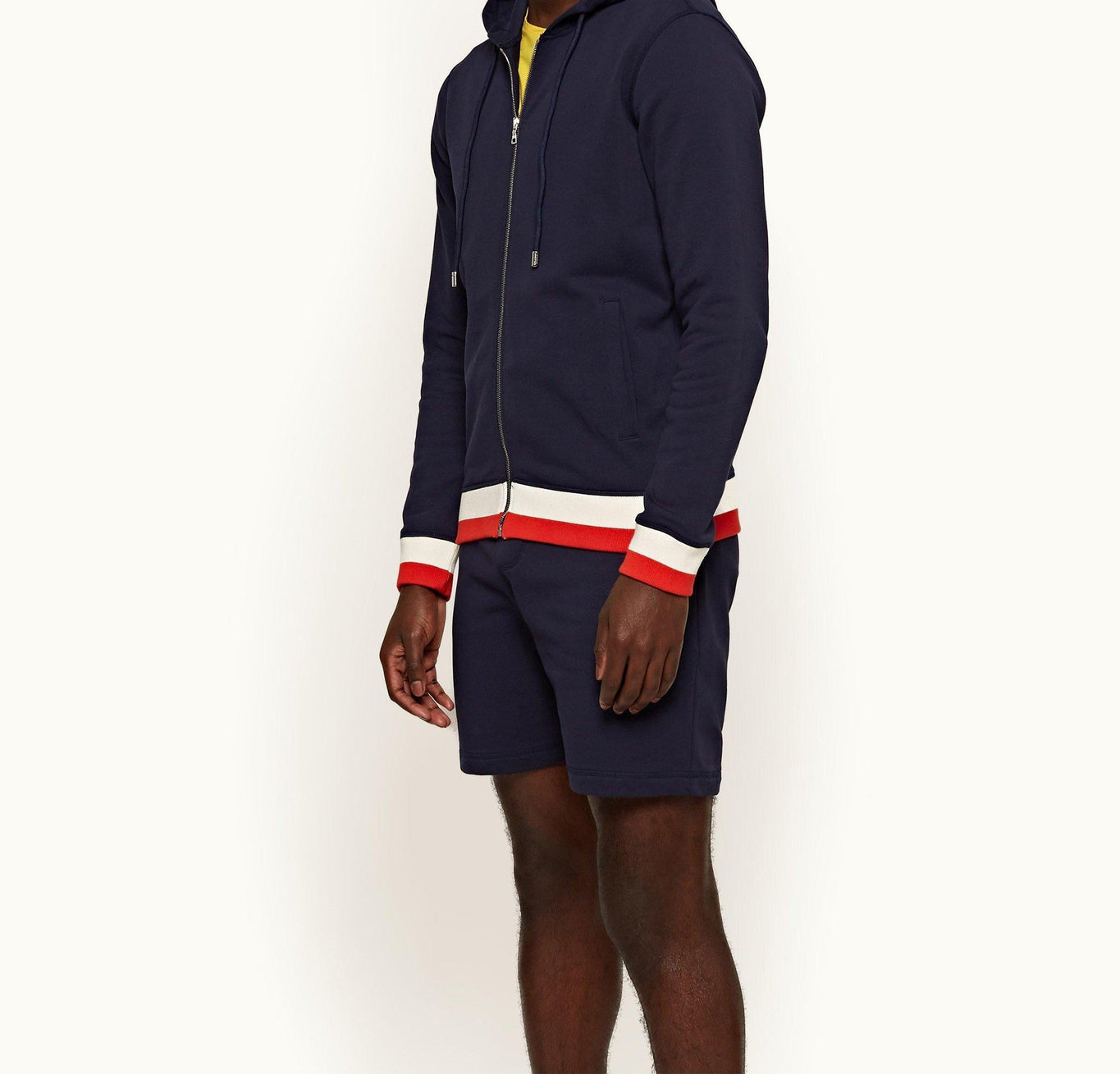 Mathers Stripe Zip-Thru Compact Cotton Sweatshirt | Navy