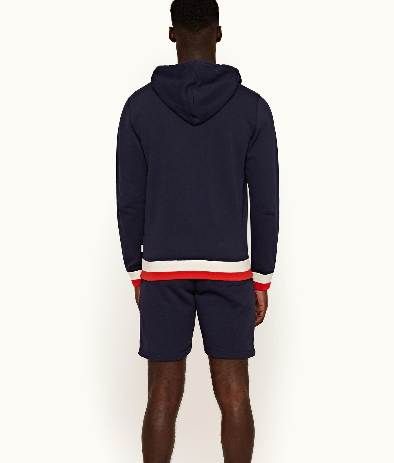 Mathers Stripe Zip-Thru Compact Cotton Sweatshirt | Navy
