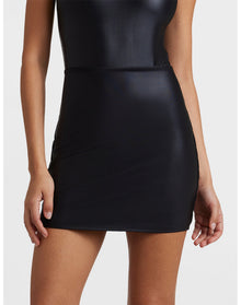 Matte Metallic Micro-Mini Skirt | Oxide