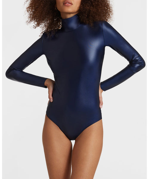 Matte Metallic Crew Tank Bodysuit | Desert Rose