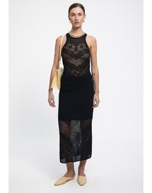 Maud | Lace Knit Midi Skirt | Black