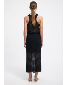 Maud | Lace Knit Midi Skirt | Black