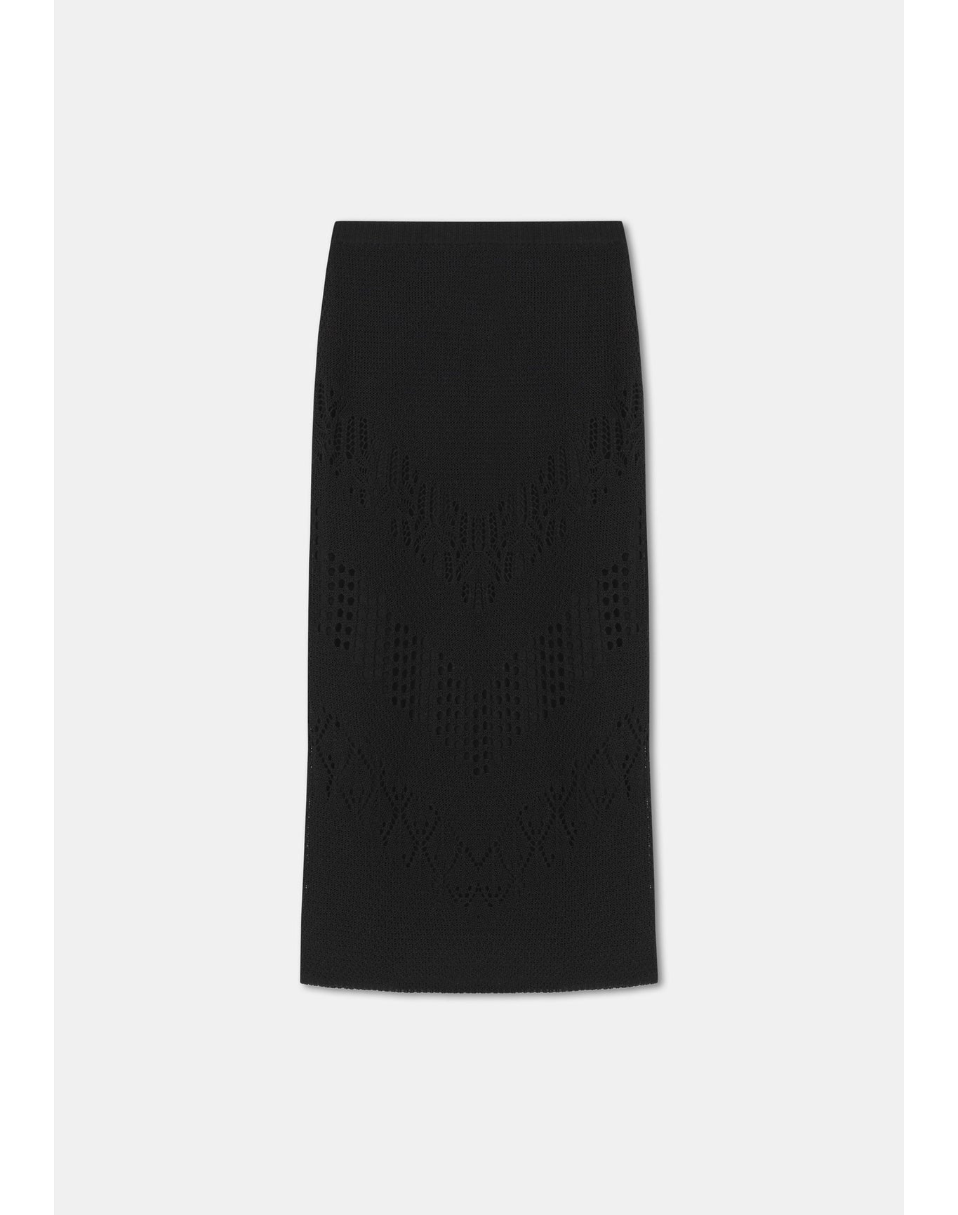 Maud | Lace Knit Midi Skirt | Black