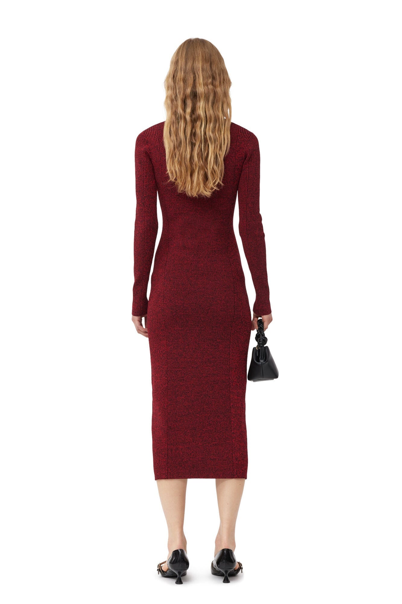 Melange Rib Polo Dress | High Risk Red