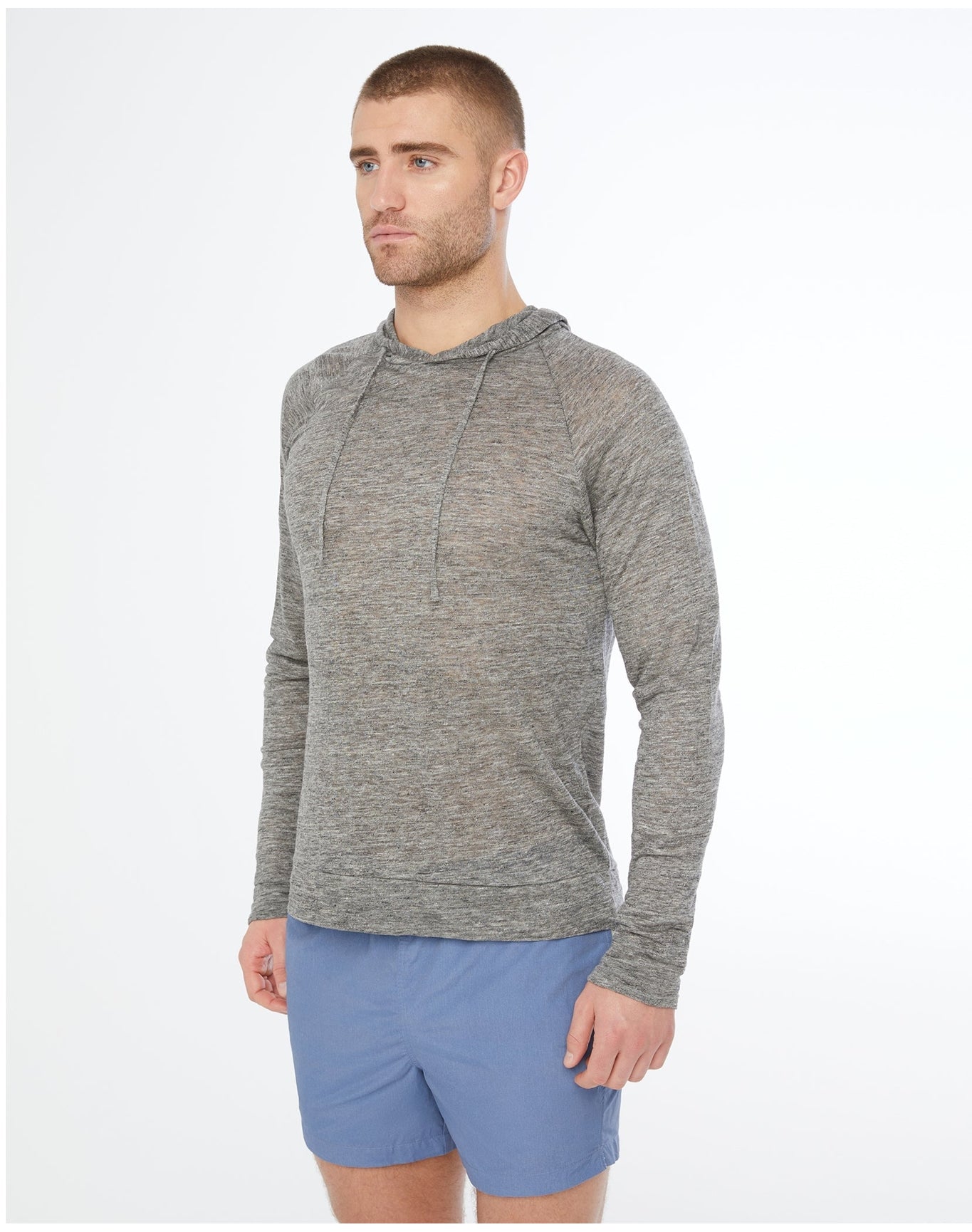 Men | Aaron Linen Hoodie | Gunmetal