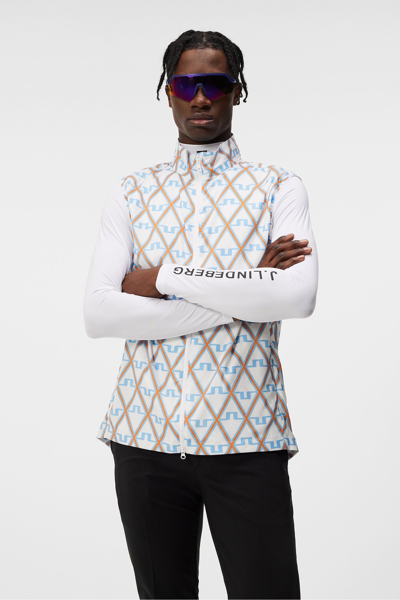 Men | Ash Light Packable Vest Print | Little Boy Blue Diamond