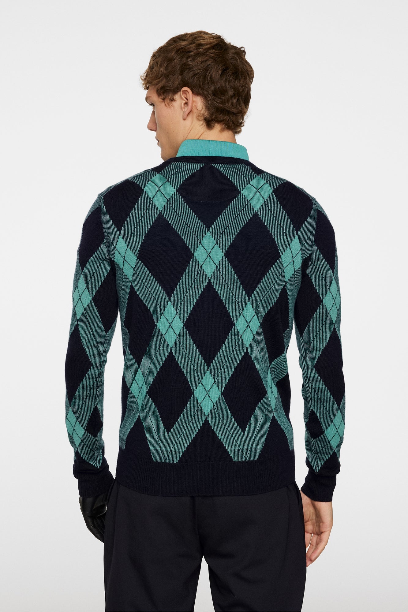 Men | Biy V Neck Knit | Glenmuir Tartan Teal L