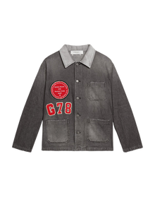 Men | Black Denim Shirt with Patches | Black