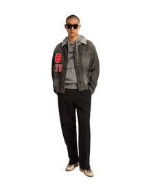 Men | Black Denim Shirt with Patches | Black