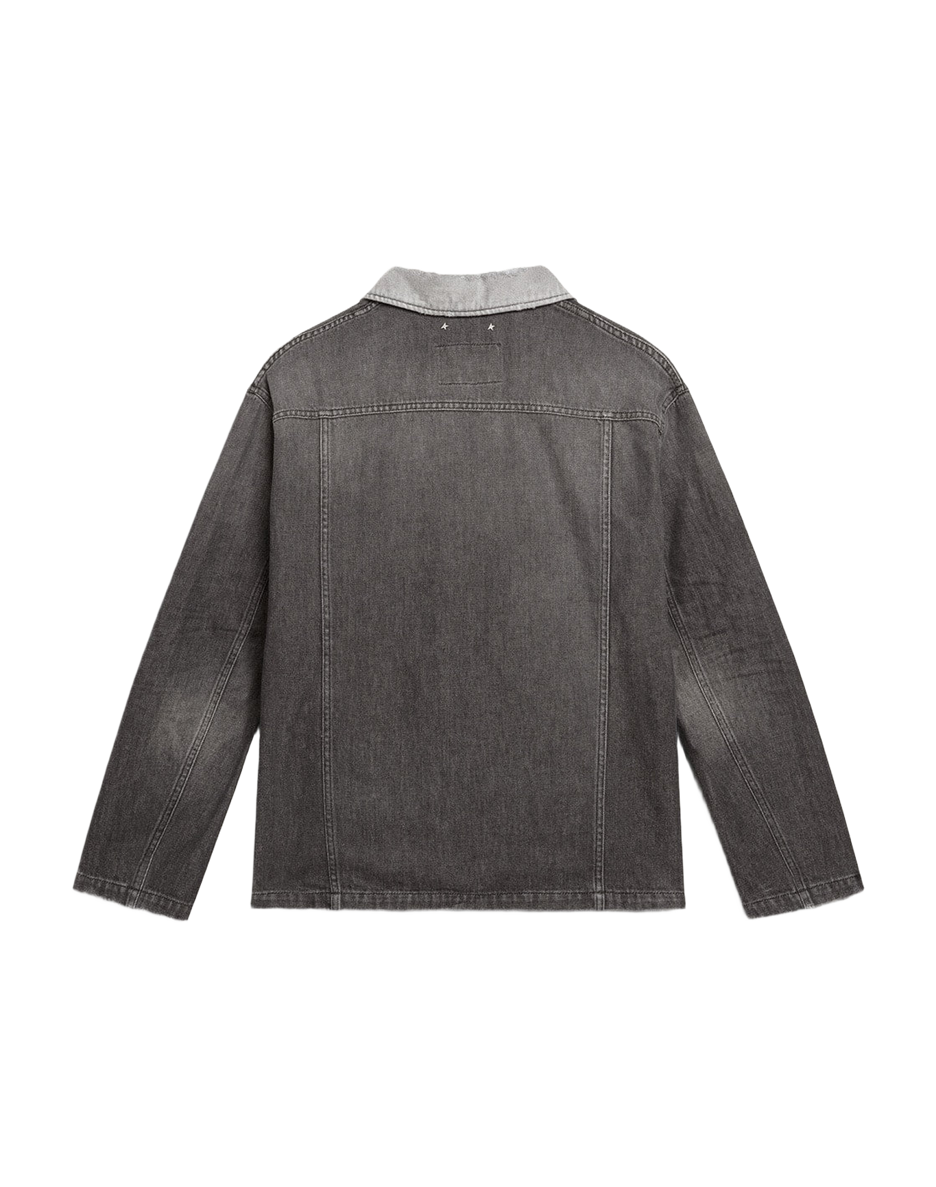 Men | Black Denim Shirt with Patches | Black