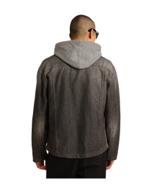 Men | Black Denim Shirt with Patches | Black
