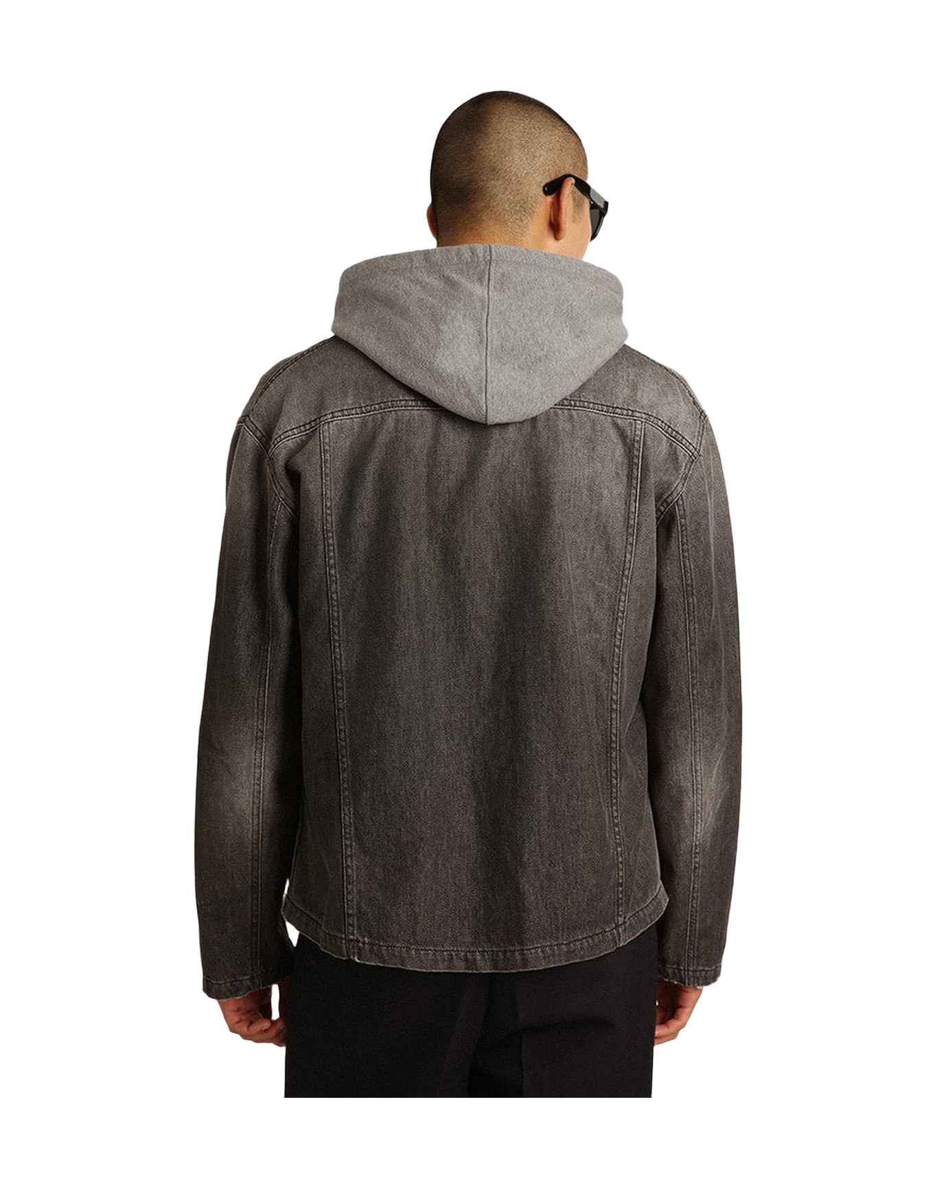 Men | Black Denim Shirt with Patches | Black