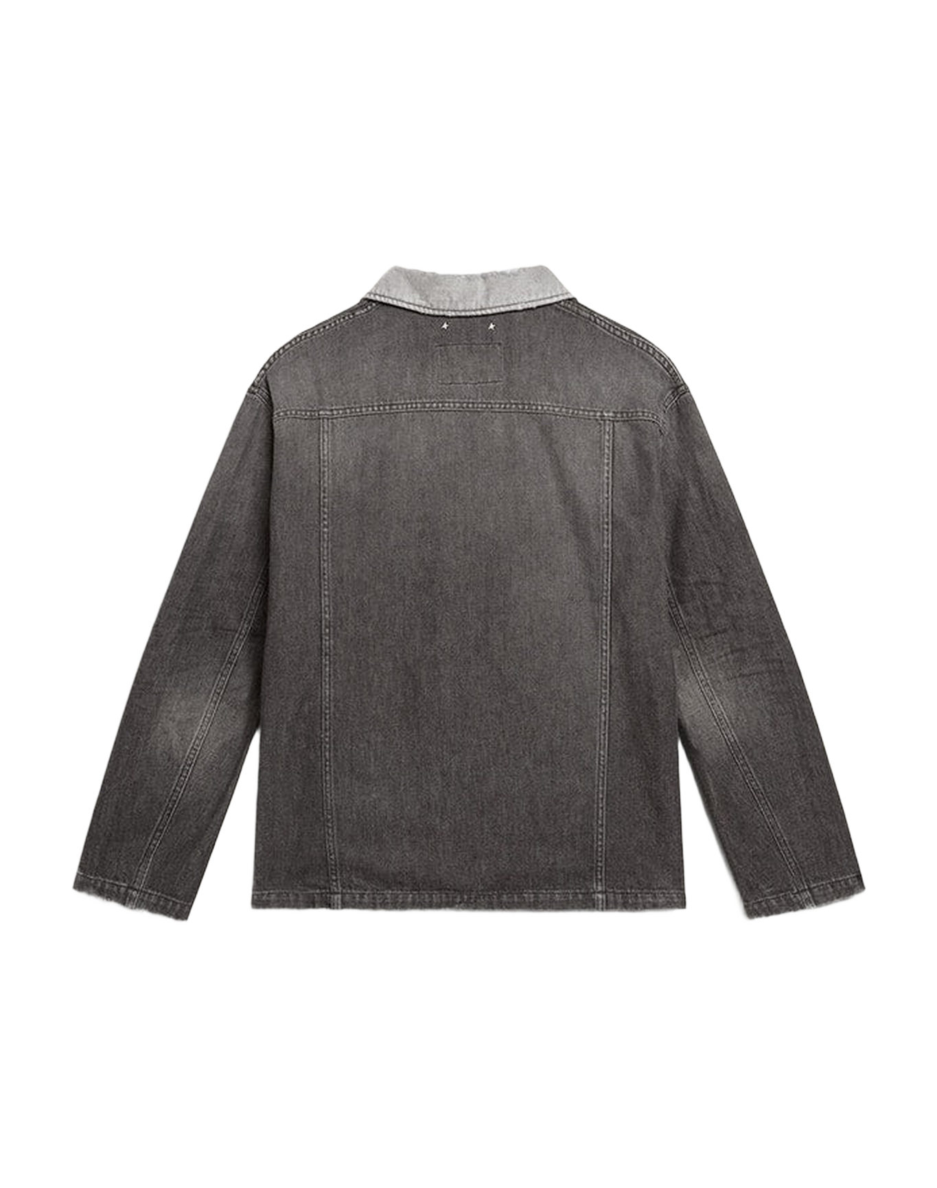 Men | Black Denim Shirt with Patches | Black