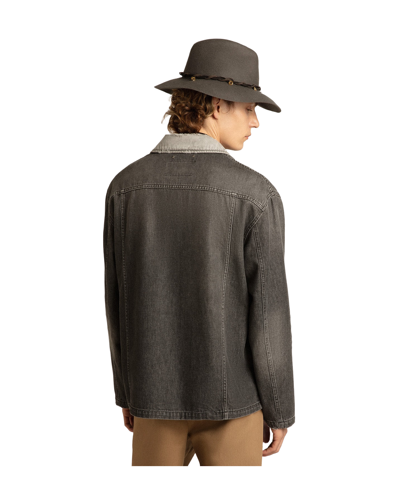 Men | Black Denim Shirt with Patches | Black