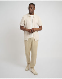 Men | Button Front Elastic Linen Pant | Sand