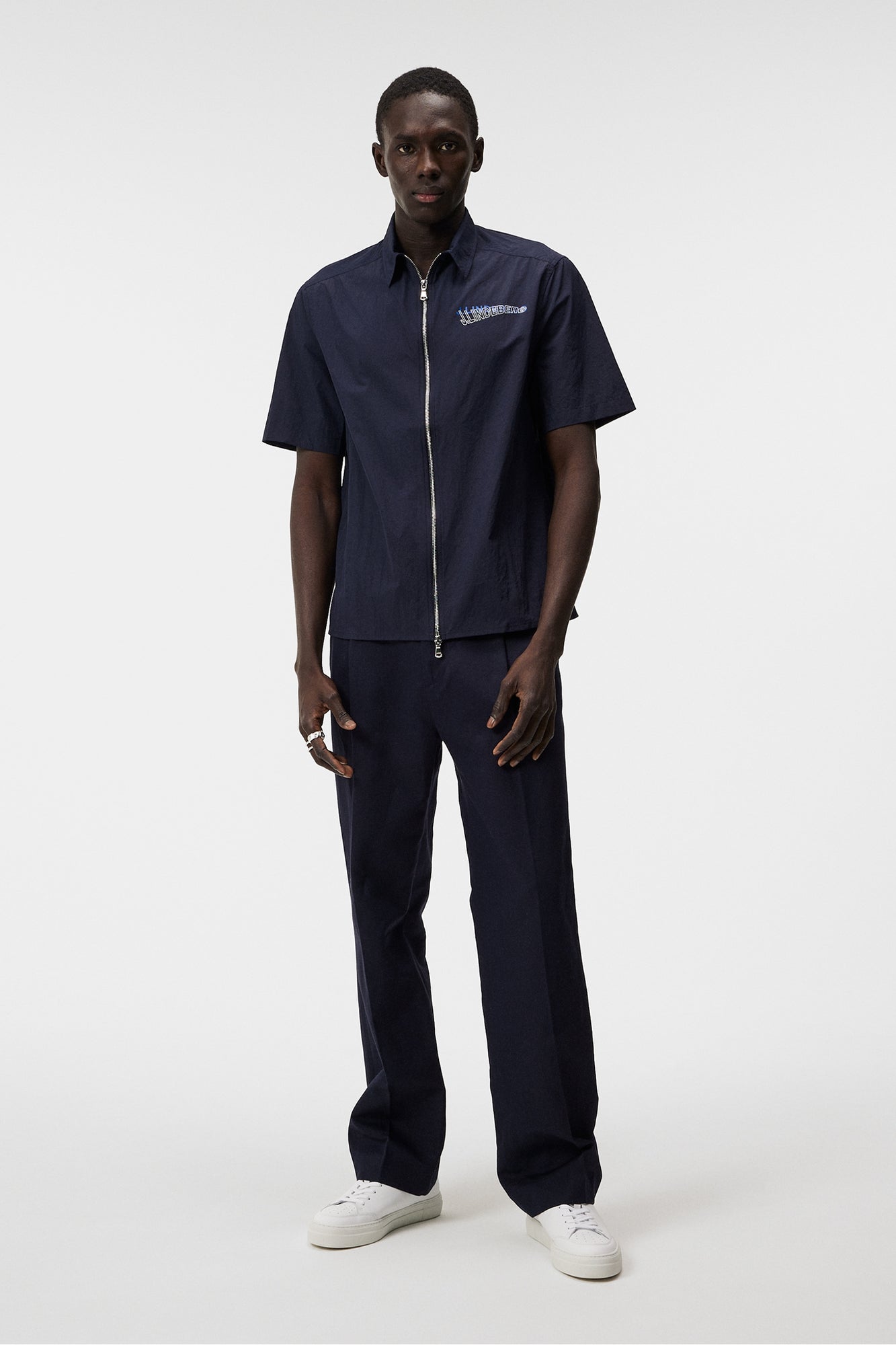 Men | Chainy Nylon SS Reg Zip Shirt | JL Navy