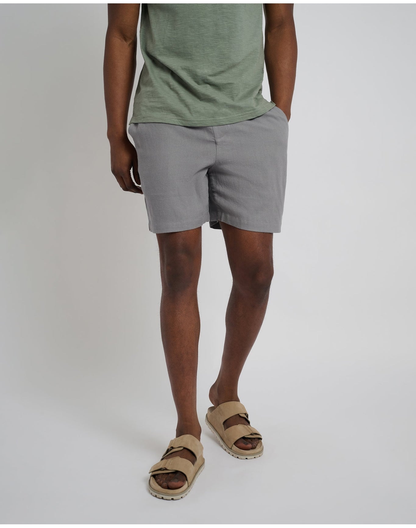 Men | Classic Pull On Linen Short 6In | Charcoal Gray