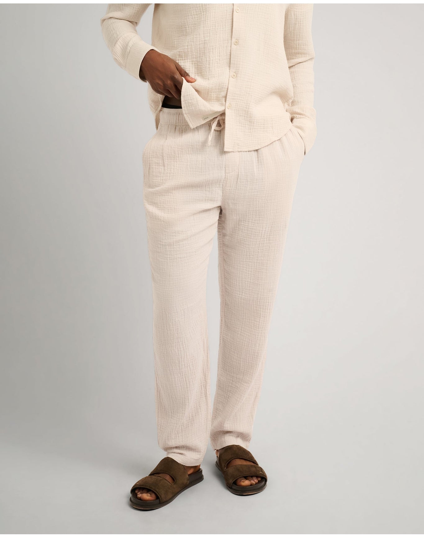 Men | Cotton Gauze Pull On Pant | Stone