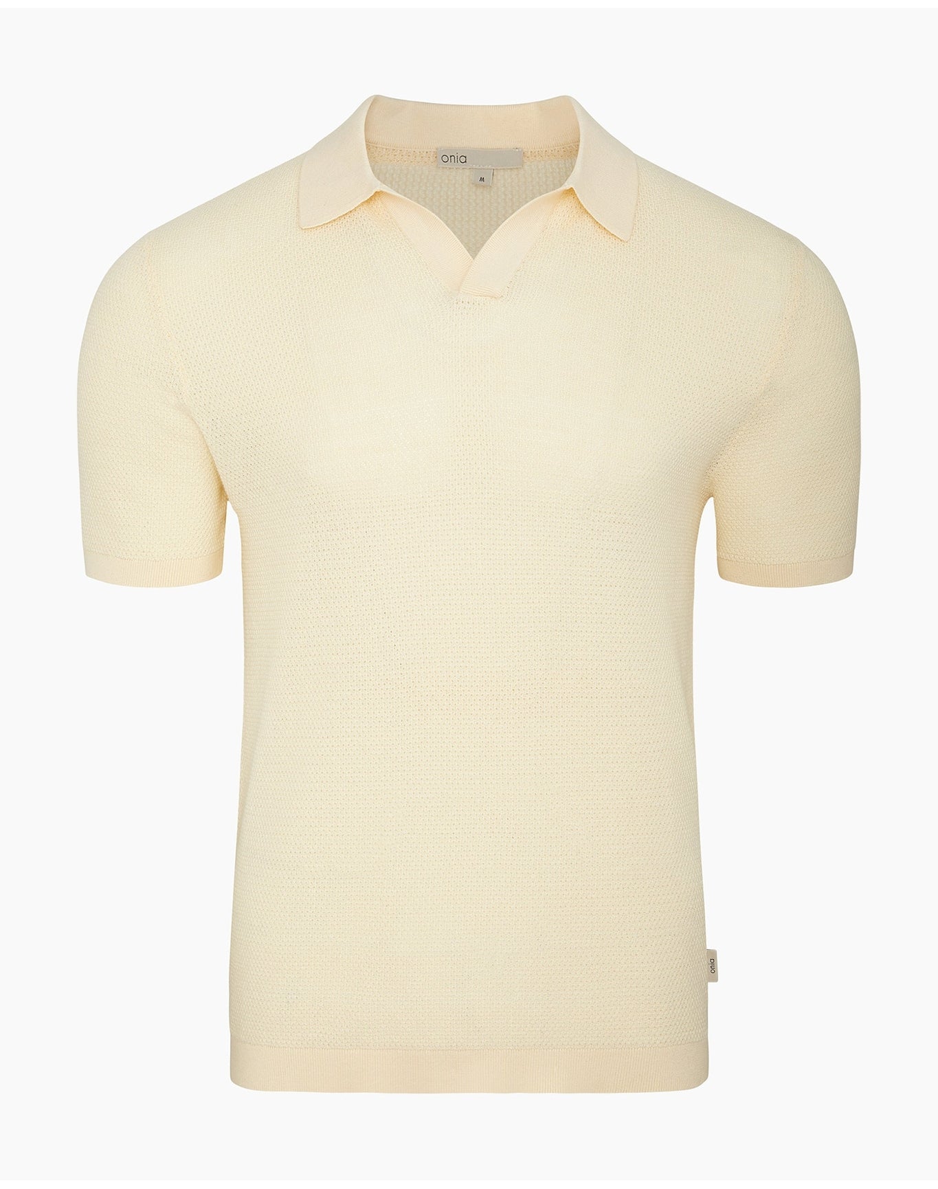 Men | Cotton Textured Johnny Collar Polo | Light Yellow