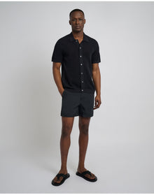 Men | Crochet Knit Button Up Shirt | Black VTAG V2