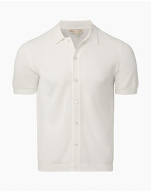 Men | Crochet Knit Button Up Shirt | White VTAG V2