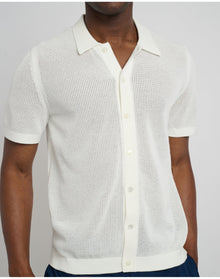 Men | Crochet Knit Button Up Shirt | White VTAG V2