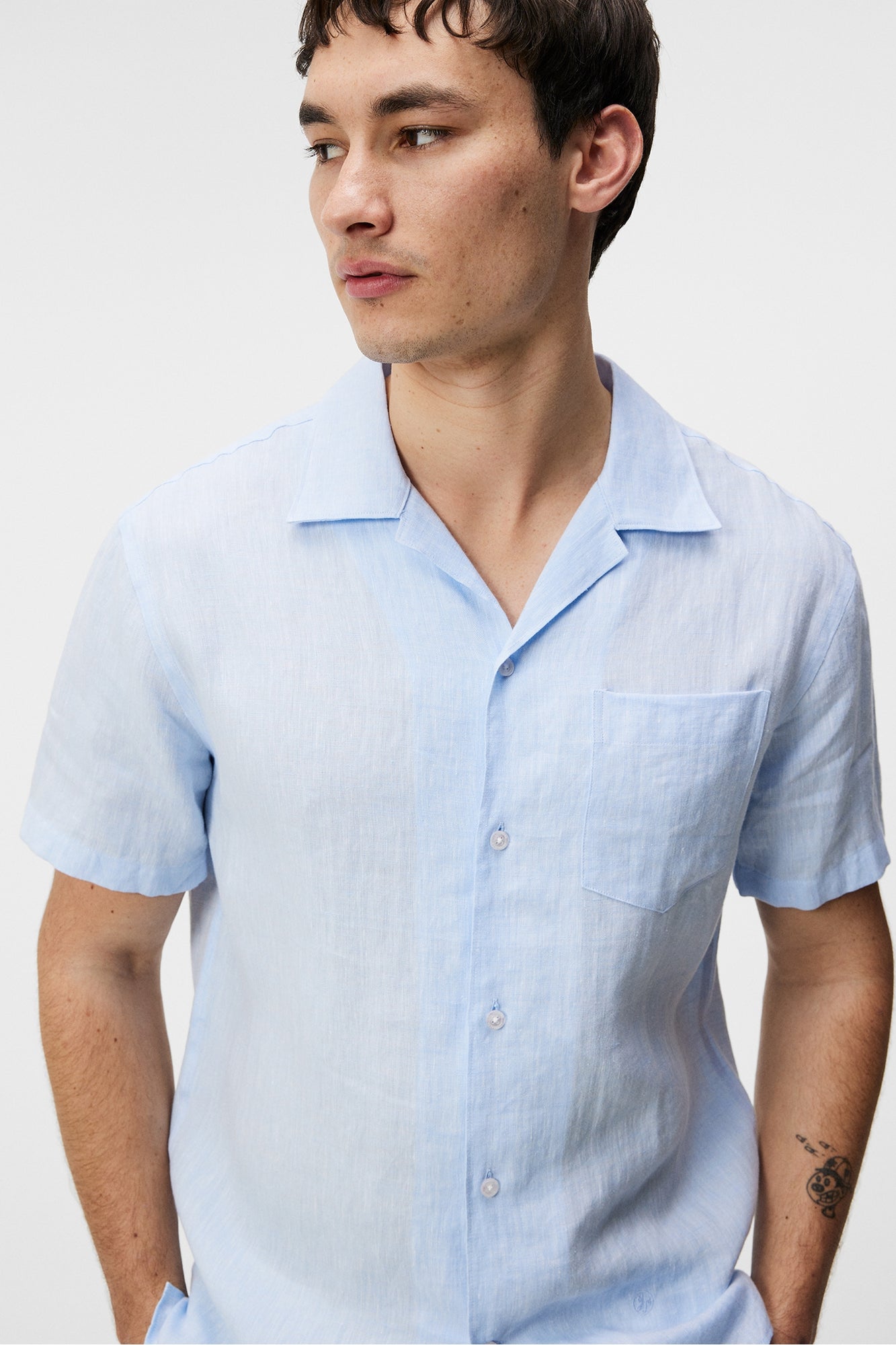 Men | Elio Linen Melange Shirt | Chambray Blue