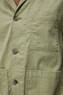 Men | Errol Linen Workwear Overshirt | Oil Green