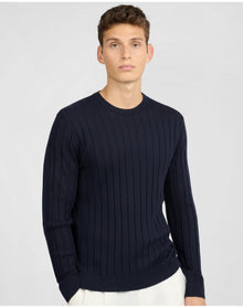 Men | Extra Fine Merino Wool Crewneck Sweater | Midnight
